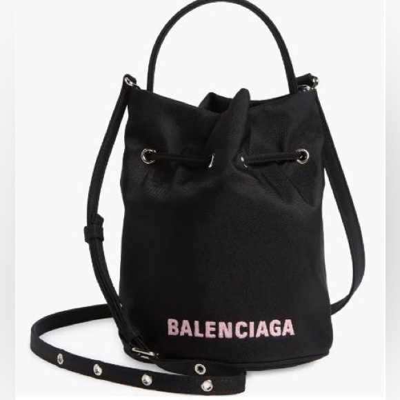 Balenciaga Black XS Wheel Drawstring Bucket Bag - Picture 1 of 11